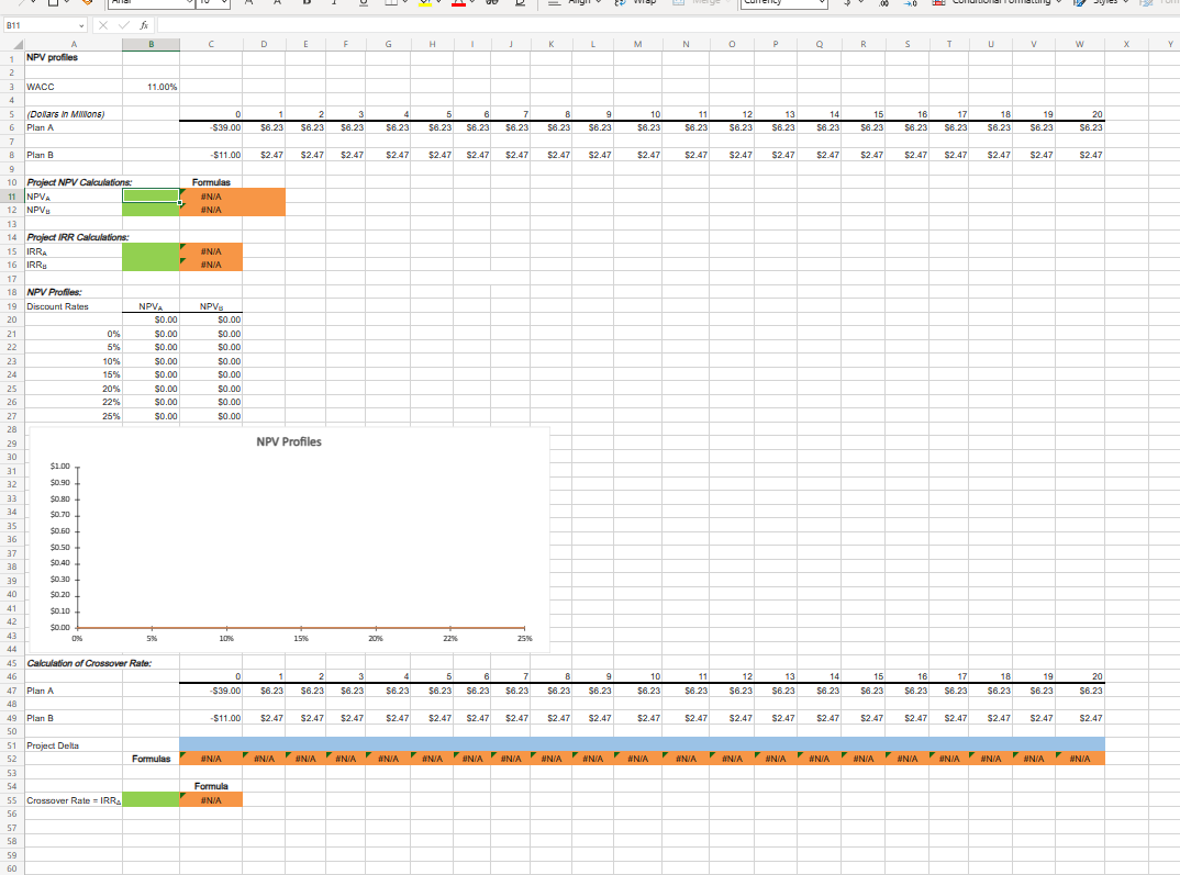 Excel Online Structured Activity: NPV profiles collected in the Microsoft Excel