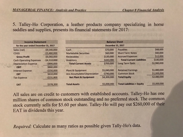  We need to calculate: Current Ratio Quick Ratio Inventory Turnover Total