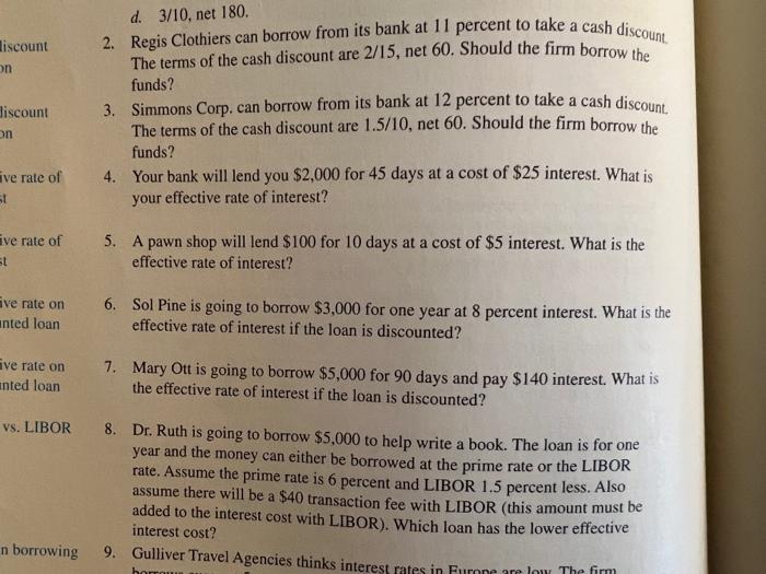 # 5 & 6 please! :) liscount on discount on ve rate