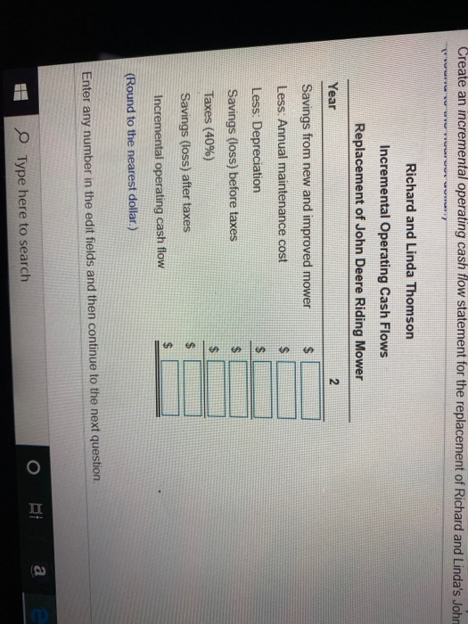 cash flows Richard and Linda Thomson operate a local lawn maintenance service