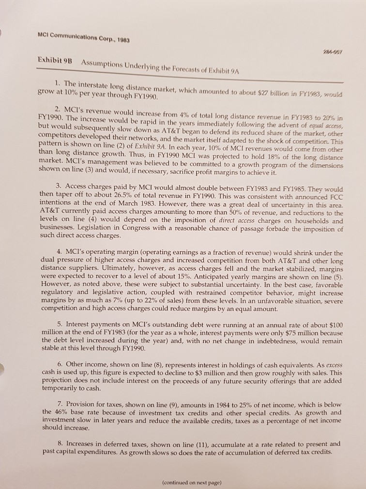after the forecast period, MCI will move to a long-term D/V ratio