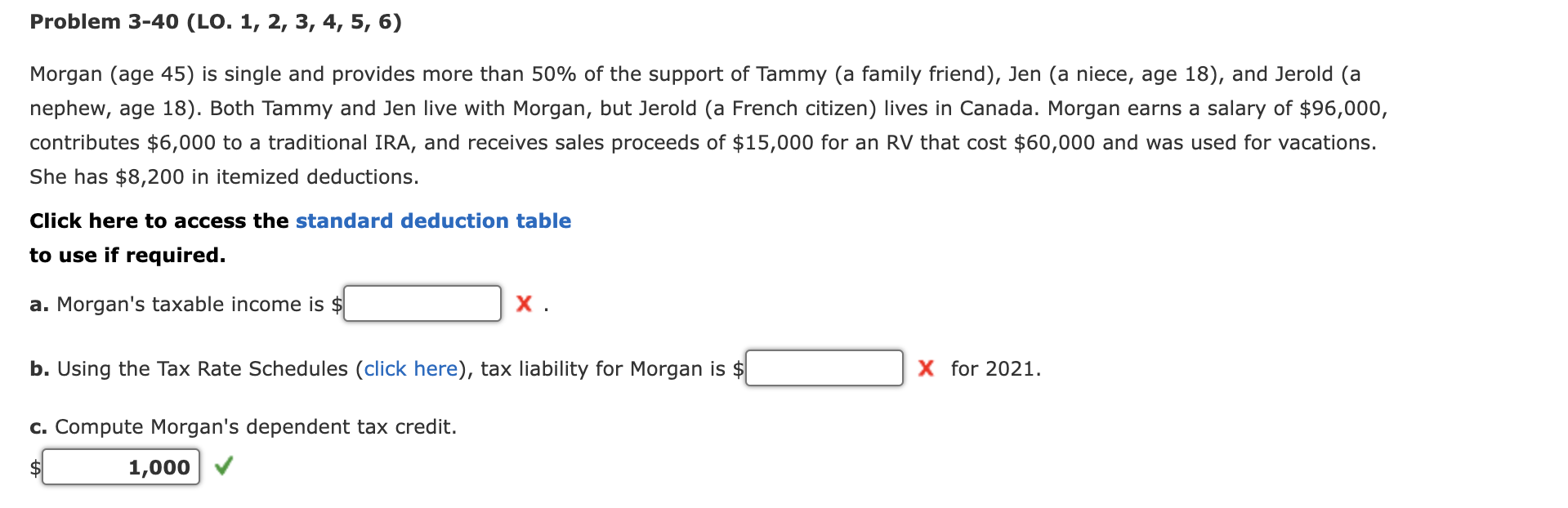 Problem 3-39 (L0. 1,2,3,4,5,6) Charlotte (age 40) is a surviving spouse and