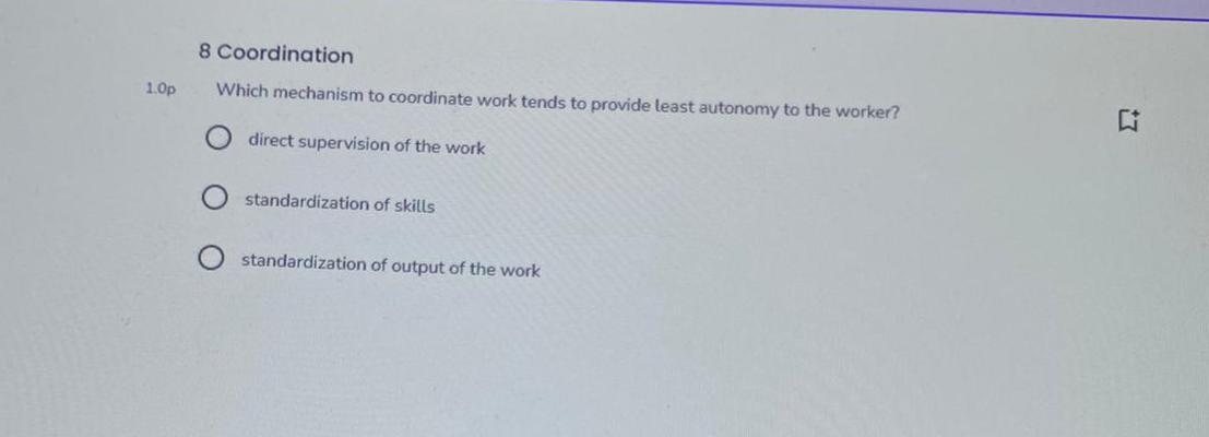 give correct answer in 10 mins thsnks 8 Coordination Which mechanism to