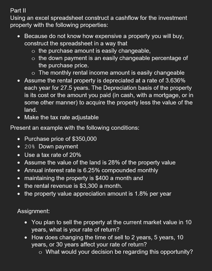 how to do this on excel? Part II Using an excel spreadsheet