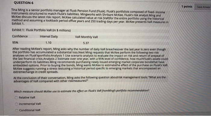  QUESTION 6 1 points Save Answer Tina Ming is a senior