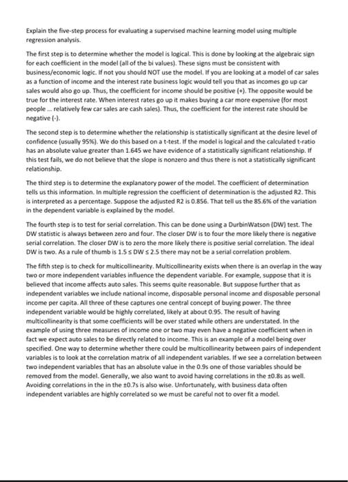  Explain the five-step process for evaluating a supervised machine learning model