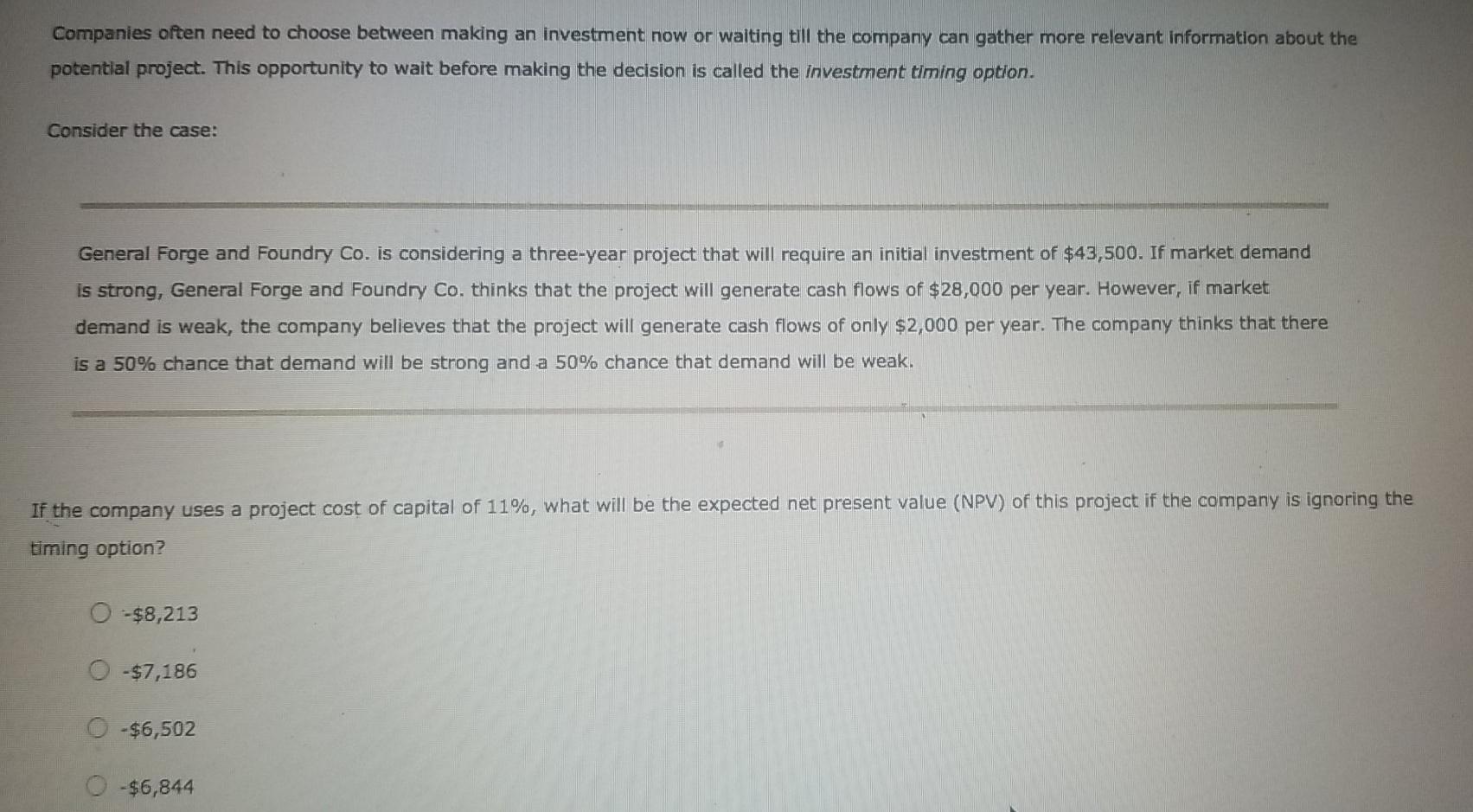 Old MathJax webview Companies often need to choose between making an investment