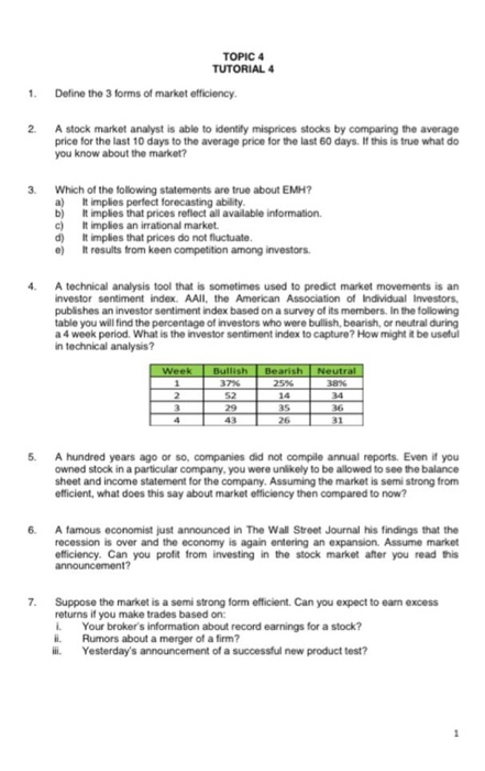  TOPIC 4 TUTORIAL 4 1. Define the 3 forms of market