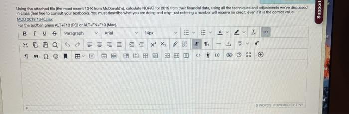  Support Using the attached file the mout recent 10-K from McDonald's