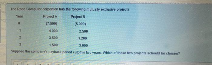 could you please this one The Robb Computer corpertion has the following