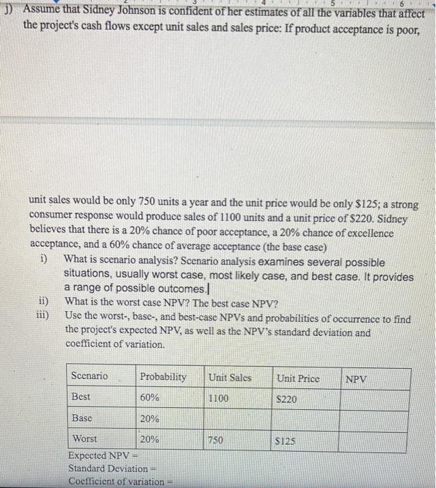 Johnsn, a recently graduated MBA. The production line would be set up