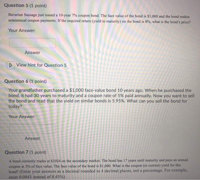 a 5% annual coupon has a yield to maturity of 590, what