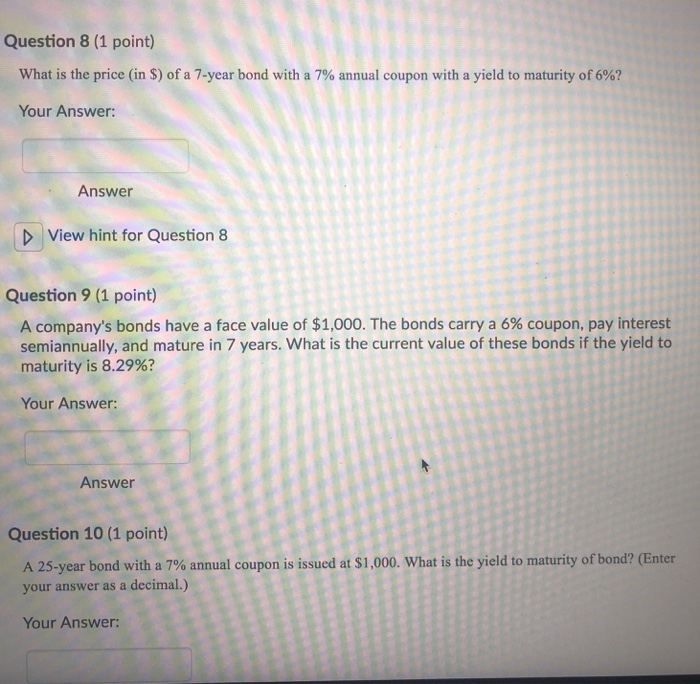 is the bond price in S? Your Answer 1350 Answer Hide hint