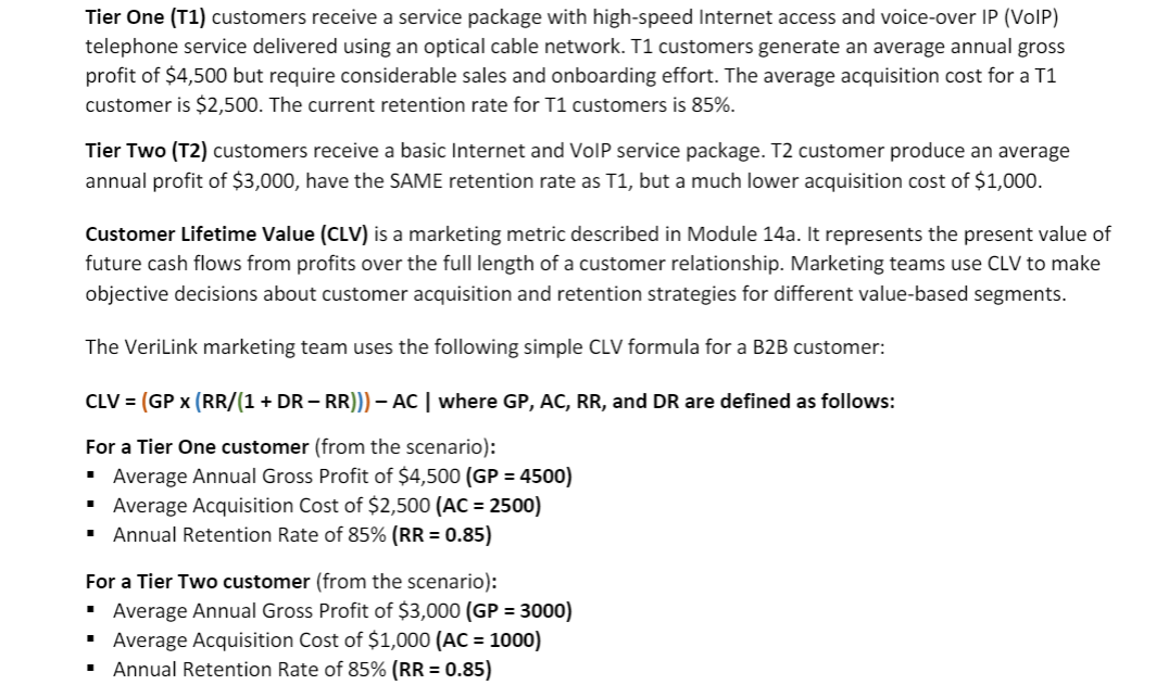 Please help solve questions 1-3 using the Tier One Customer 2 data.