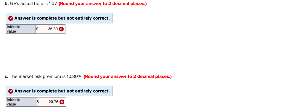 18-15 Calculate the intrinsic value of GE in each of the following