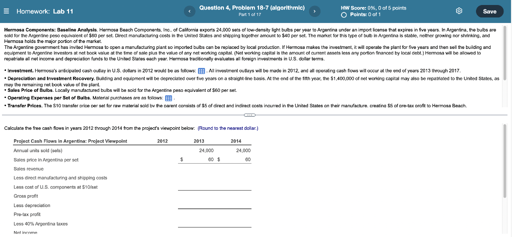  E Homework: Lab 11 Question 4, Problem 18-7 (algorithmic) Part 1