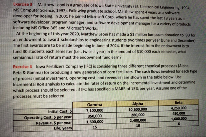 please help on problems 3 and 4. thank you Exercise 3 Matthew