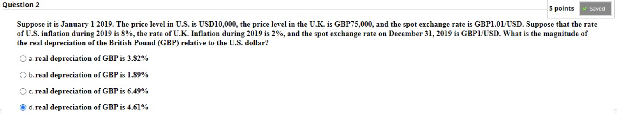Question 2 5 points Saved Suppose it is January 1 2019.