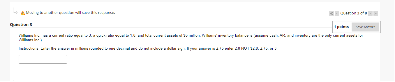  Williams Inc.) Instructions: Enter the answer in millions rounded to one