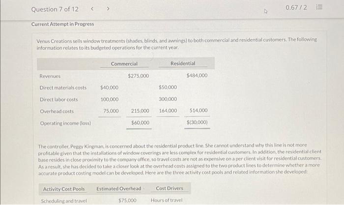  Question 7 of 12 0.67/2 E Current Attempt in Progress Venus