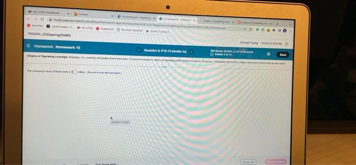 P13-13 (similar to) HW Score: 39.58%, 31.67 of 80 points O Points: