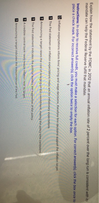  Explain how the statement by the FoMC in 2012 that an