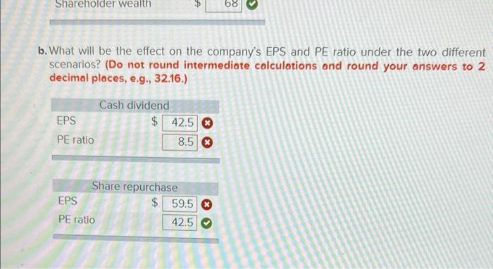 alternatives in terms of the effect on the price per share of