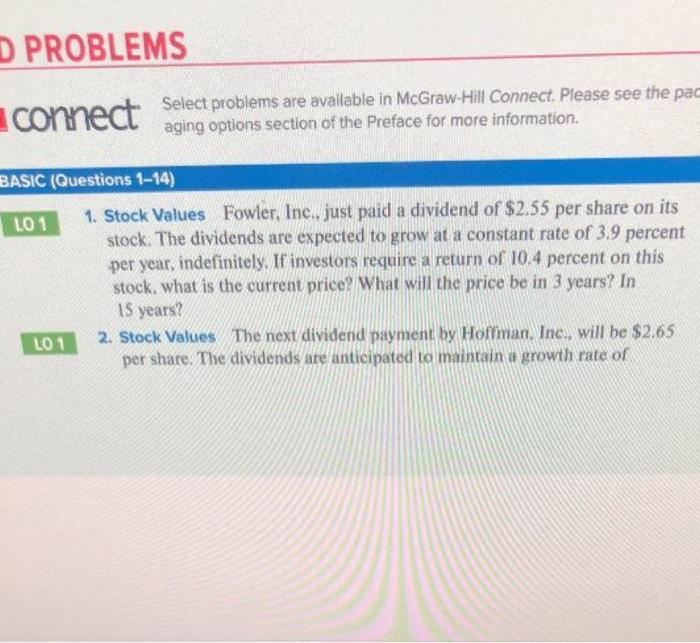 3. Stock Values For the company in the previous problem, what is