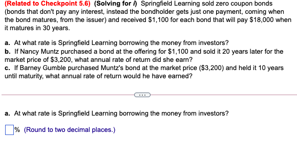  (Related to Checkpoint 5.6) (Solving for 1) Springfield Learning sold zero