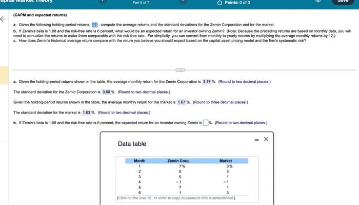solve for part b and c a. Given the following holding-period returns,