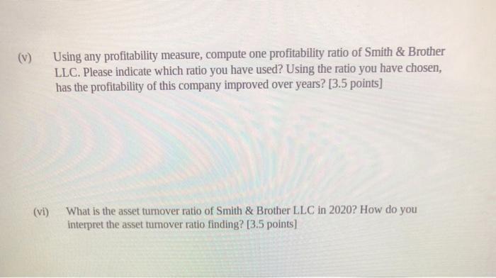 for Smith & Brother LLC Income Statement Balance Sheet Reported at 31st