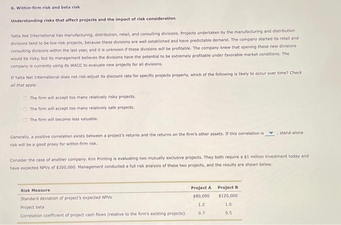 Please help!! Understanding risks that affect projects and the impact of risk