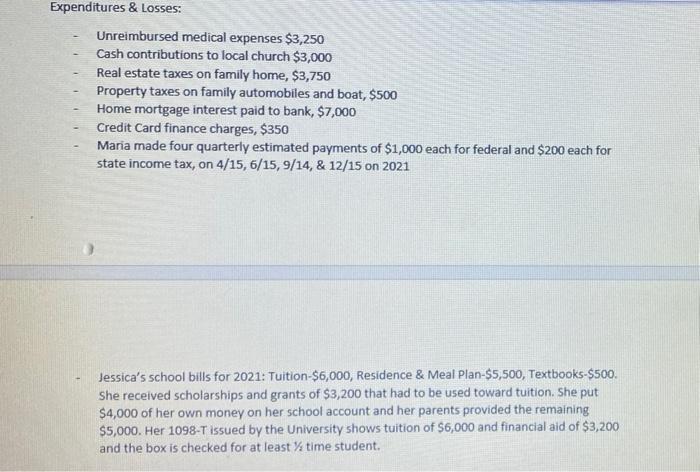 information for a practice tax return. Thank you! Alex and Maria Bishop,