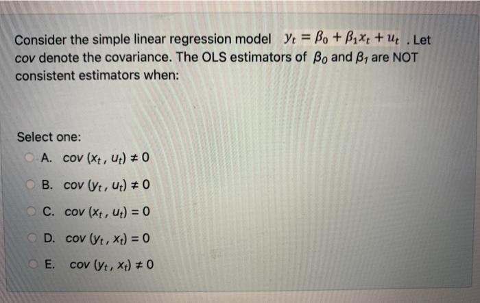  Consider the simple linear regression model y: = Bo + B*+