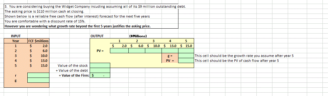  Please fill out the green section in excel 3. You are