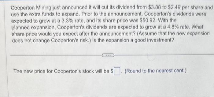 please do it correctly Cooperton Mining just announced it will cut its