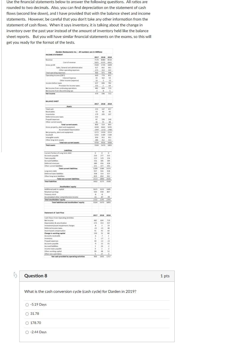 I need the right answer Use the financial statements below to answer