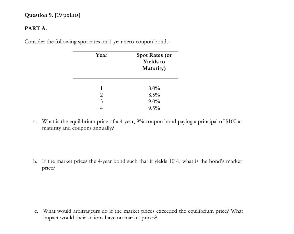 on 1-year zero-coupon bonds: Year Spot Rates (or Yields to Maturity) 1