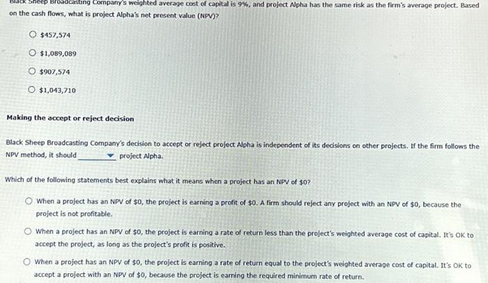 (NPV) nule is considered one of the most common and preferred criteria