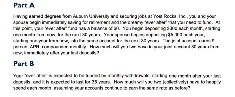  Part A Having earned degrees from Auburn University and securing jobs