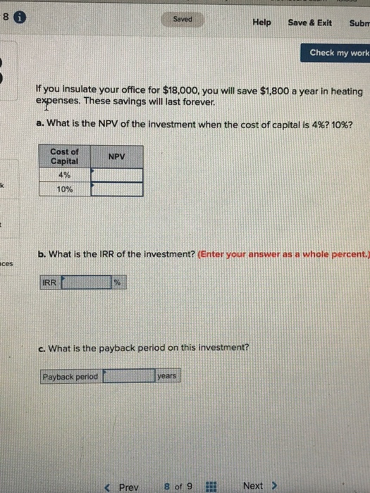  8 Saved Help Save & Exit Subm Check my work If