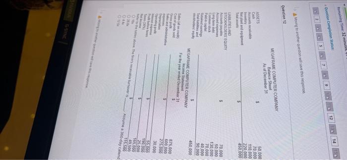  Reming Time: 32 minute 14 12 Question Completion Status: 15 2