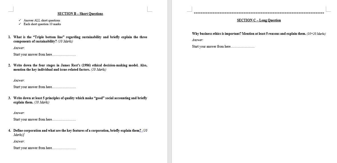  SECTION B - Short Questions Answer ALL short questions Each short