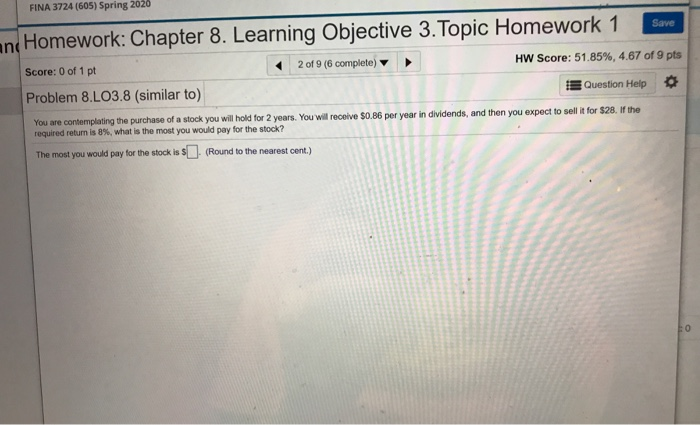  Irk 1 Save Inc Homework: Chapter 8. Learning Objective 3. Topic