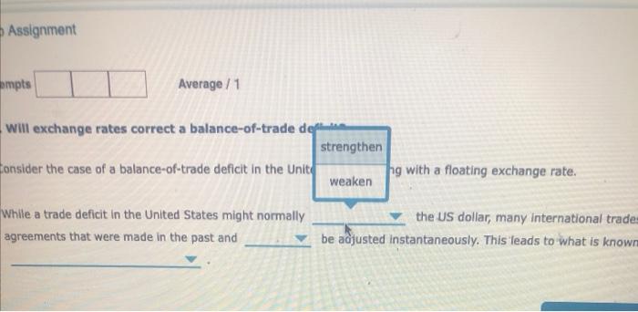 of a balance-of-trade deficit in the United States, along with a floating
