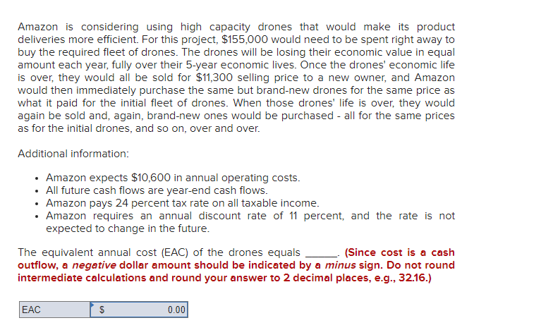  Amazon is considering using high capacity drones that would make its