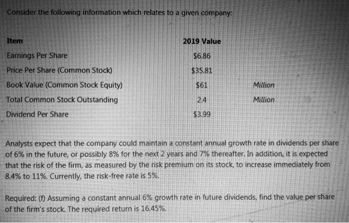 rate in dividends per share of 6% in the future, or possibly