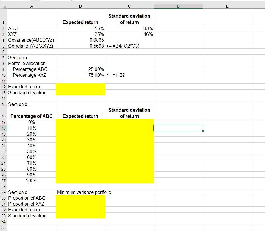 Please post google sheet link when completed! A B E Standard deviation