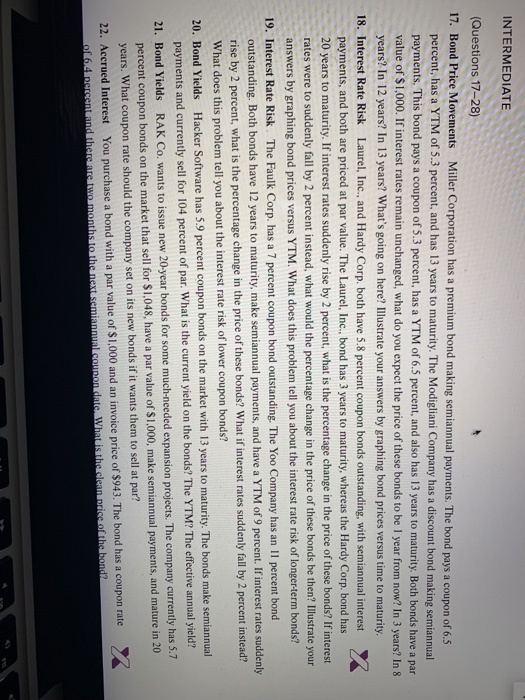 i need help with question 17 and 19 INTERMEDIATE (Questions 17-28) 17.