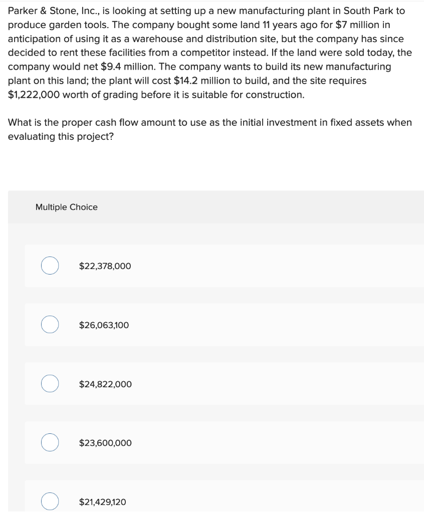  These are the only options for an answer Parker & Stone,